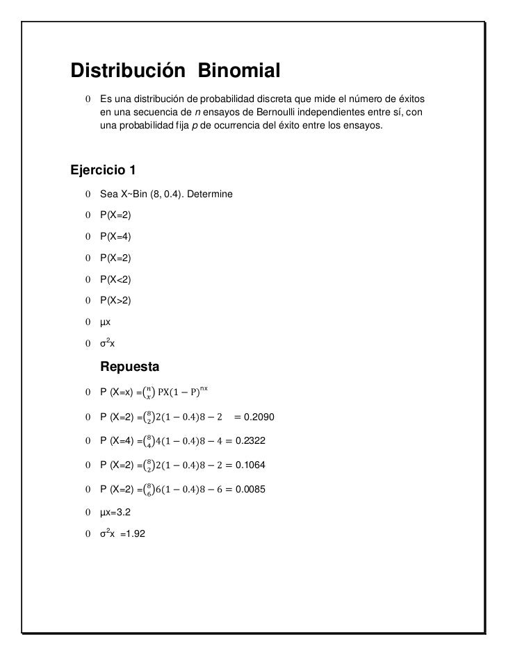 distribucion binomial ejercicios resueltos